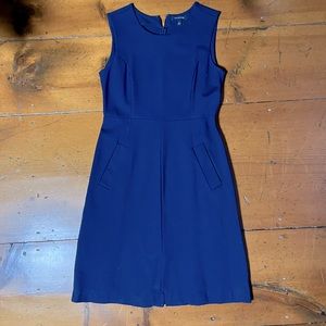 Lands End sleeveless sheath navy blue pockets Easter